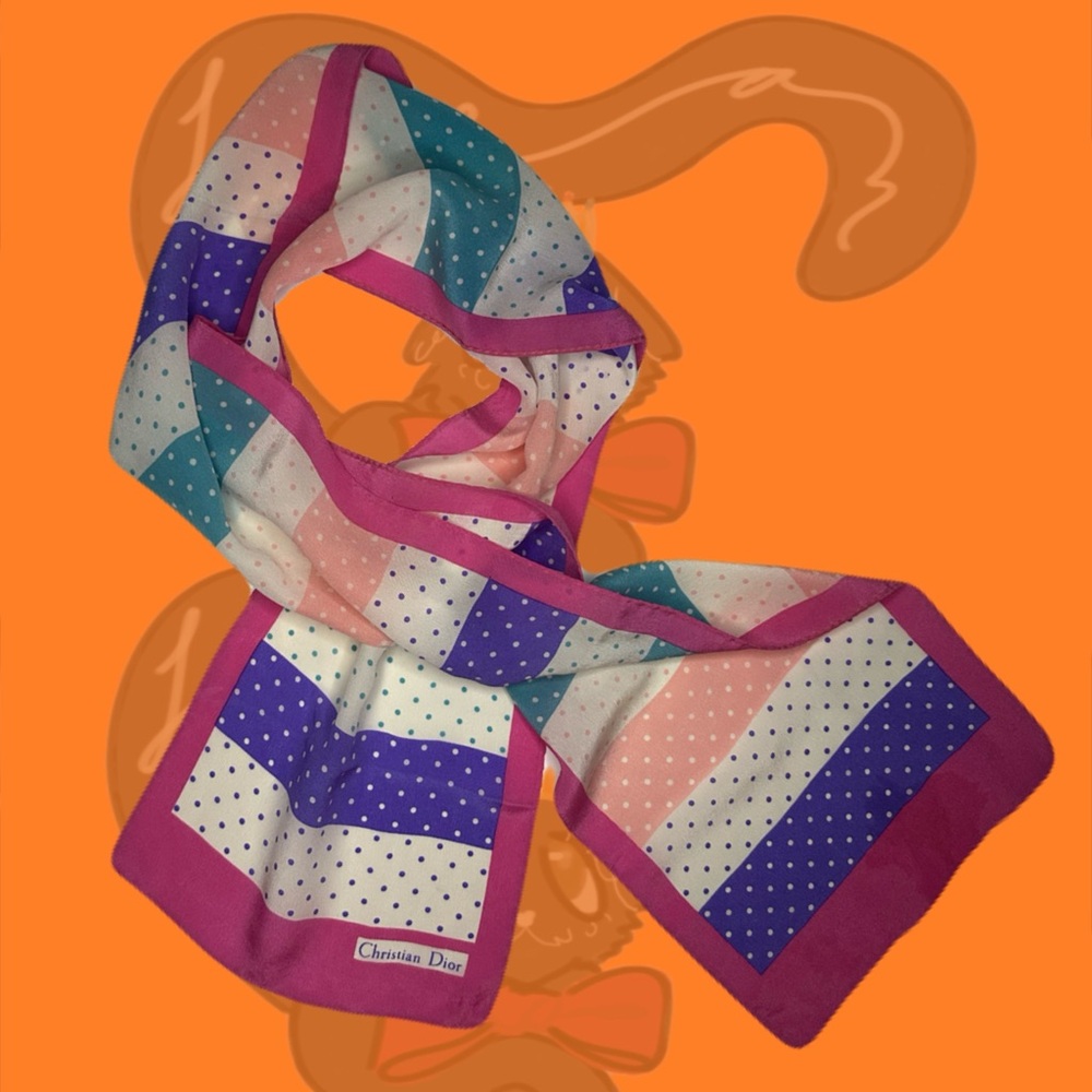 Dior Multicolor Polka Dot Scarf